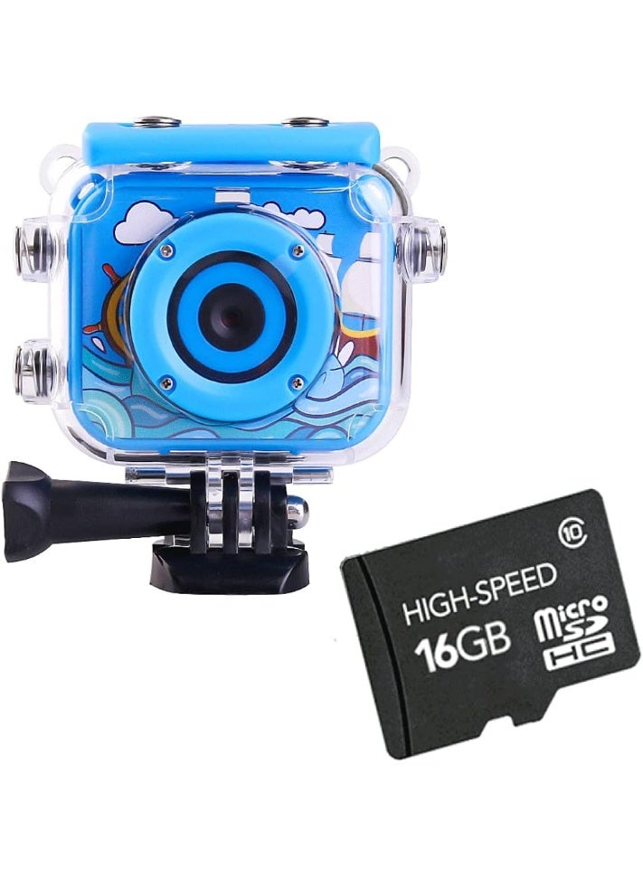 PRINTSHOP4ME Waterproof Digital Camera For Kids With 16 GB Storage Card-HD Video Camera Recorder For Girls And Boys-Durable And Easy-To-Use Underwater Camera For Toddlers - Image 1